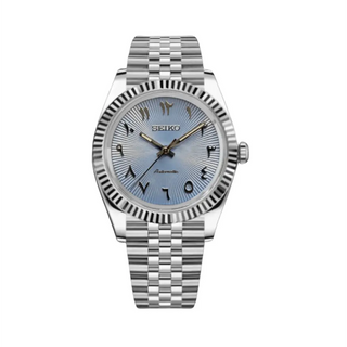 Wdm Seiko Mod Date just Light Blue Arabic - Wristwatch