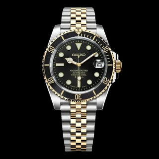 WDM SEIKO MOD SUBMARINER TWO TONE BLACK - Wristwatch